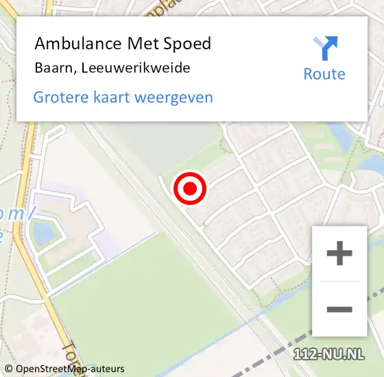 Locatie op kaart van de 112 melding: Ambulance Met Spoed Naar Baarn, Leeuwerikweide op 7 mei 2018 07:31