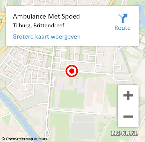 Locatie op kaart van de 112 melding: Ambulance Met Spoed Naar Tilburg, Brittendreef op 7 mei 2018 08:49