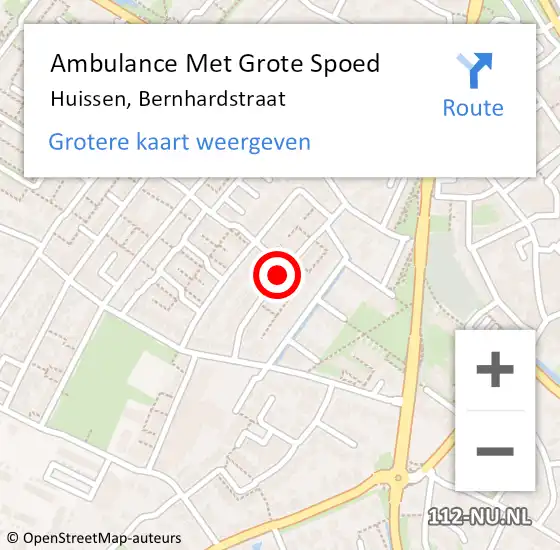 Locatie op kaart van de 112 melding: Ambulance Met Grote Spoed Naar Huissen, Bernhardstraat op 7 mei 2018 09:02