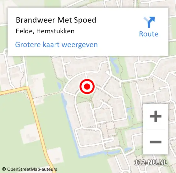 Locatie op kaart van de 112 melding: Brandweer Met Spoed Naar Eelde, Hemstukken op 7 mei 2018 09:22