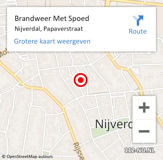 Locatie op kaart van de 112 melding: Brandweer Met Spoed Naar Nijverdal, Papaverstraat op 24 februari 2014 13:22