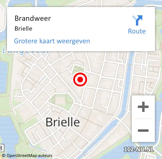 Locatie op kaart van de 112 melding: Brandweer Brielle op 7 mei 2018 09:36