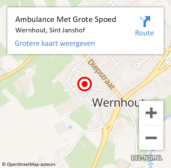 Locatie op kaart van de 112 melding: Ambulance Met Grote Spoed Naar Wernhout, Sint Janshof op 7 mei 2018 09:56