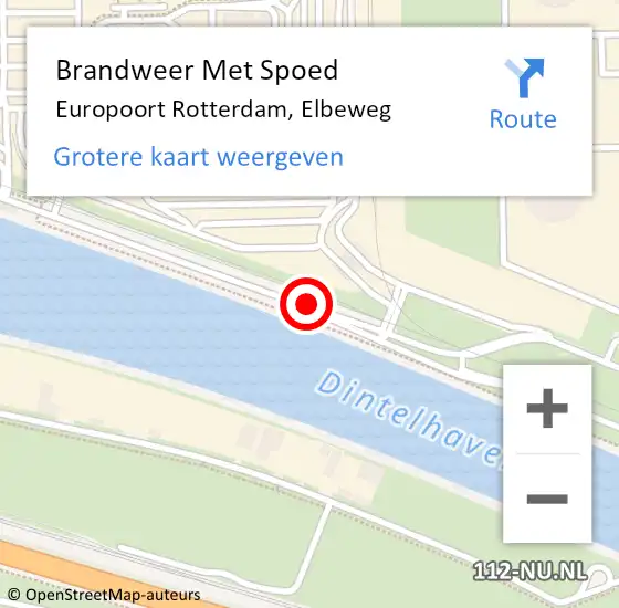 Locatie op kaart van de 112 melding: Brandweer Met Spoed Naar Europoort Rotterdam, Elbeweg op 7 mei 2018 10:03