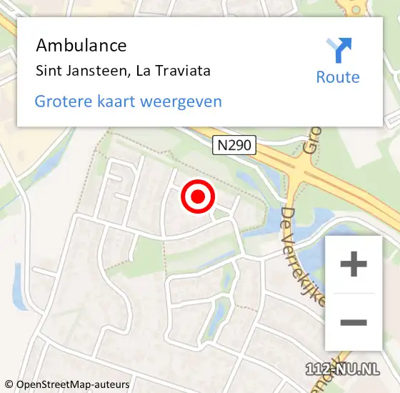 Locatie op kaart van de 112 melding: Ambulance Sint Jansteen, La Traviata op 7 mei 2018 10:54