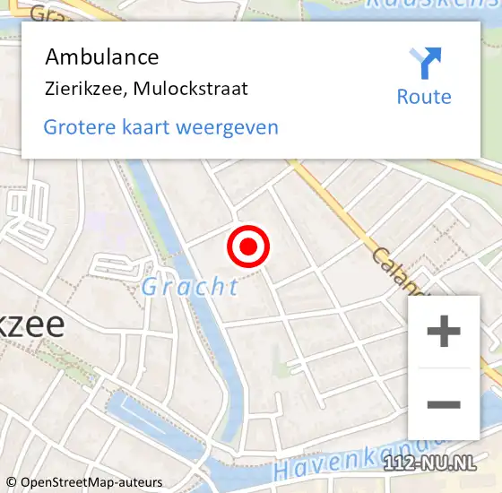 Locatie op kaart van de 112 melding: Ambulance Zierikzee, Mulockstraat op 7 mei 2018 10:55