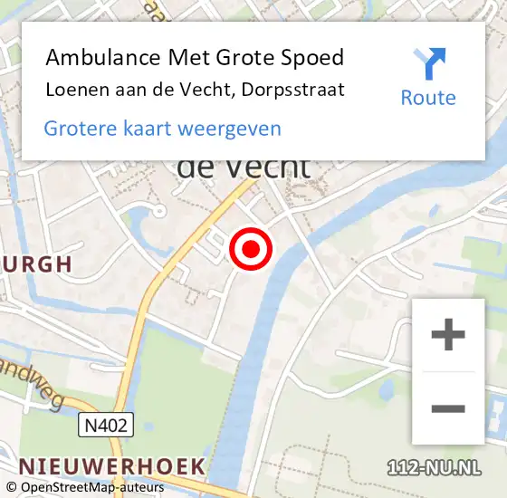 Locatie op kaart van de 112 melding: Ambulance Met Grote Spoed Naar Loenen aan de Vecht, Dorpsstraat op 7 mei 2018 11:09