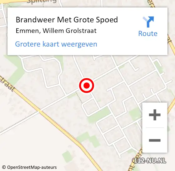 Locatie op kaart van de 112 melding: Brandweer Met Grote Spoed Naar Emmen, Willem Grolstraat op 7 mei 2018 11:33