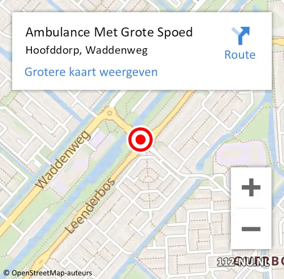 Locatie op kaart van de 112 melding: Ambulance Met Grote Spoed Naar Hoofddorp, Waddenweg op 7 mei 2018 11:39