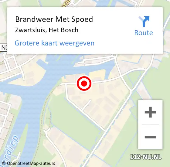 Locatie op kaart van de 112 melding: Brandweer Met Spoed Naar Zwartsluis, Het Bosch op 7 mei 2018 12:31