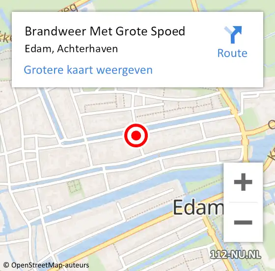 Locatie op kaart van de 112 melding: Brandweer Met Grote Spoed Naar Edam, Achterhaven op 7 mei 2018 14:04