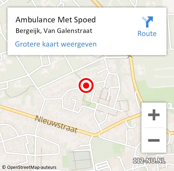 Locatie op kaart van de 112 melding: Ambulance Met Spoed Naar Bergeijk, Van Galenstraat op 7 mei 2018 14:39