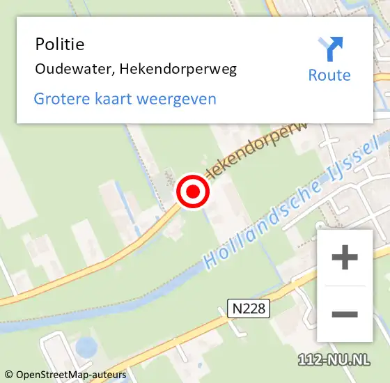 Locatie op kaart van de 112 melding: Politie Oudewater, Hekendorperweg op 7 mei 2018 15:18