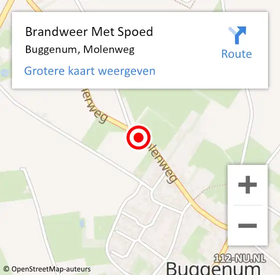 Locatie op kaart van de 112 melding: Brandweer Met Spoed Naar Buggenum, Molenweg op 7 mei 2018 15:31