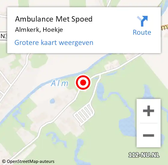 Locatie op kaart van de 112 melding: Ambulance Met Spoed Naar Almkerk, Hoekje op 7 mei 2018 15:46