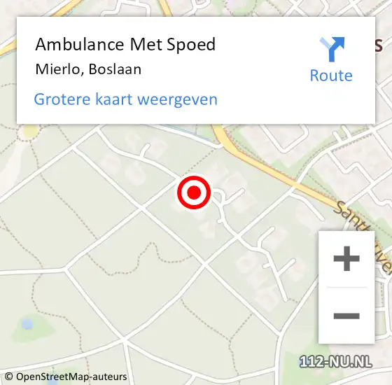 Locatie op kaart van de 112 melding: Ambulance Met Spoed Naar Mierlo, Boslaan op 7 mei 2018 15:53