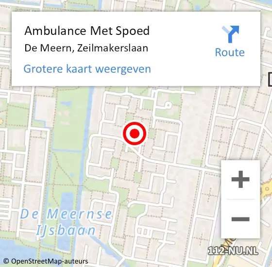 Locatie op kaart van de 112 melding: Ambulance Met Spoed Naar De Meern, Zeilmakerslaan op 7 mei 2018 16:05