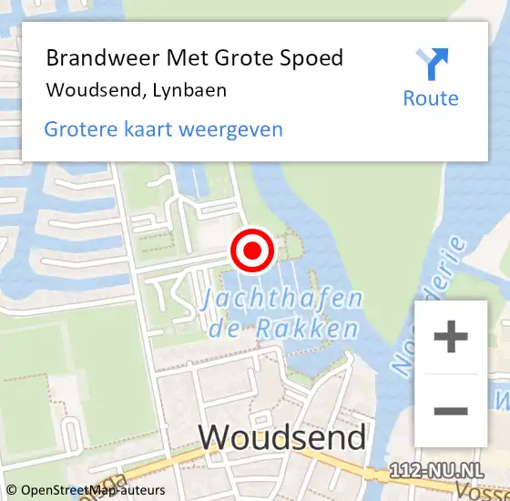 Locatie op kaart van de 112 melding: Brandweer Met Grote Spoed Naar Woudsend, Lynbaen op 7 mei 2018 16:21