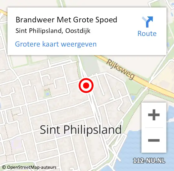Locatie op kaart van de 112 melding: Brandweer Met Grote Spoed Naar Sint Philipsland, Oostdijk op 7 mei 2018 16:47