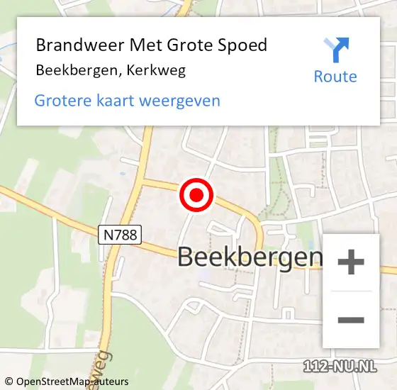 Locatie op kaart van de 112 melding: Brandweer Met Grote Spoed Naar Beekbergen, Kerkweg op 7 mei 2018 17:43