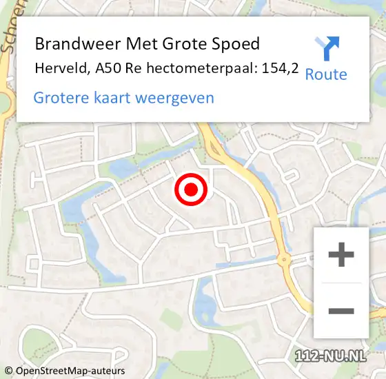Locatie op kaart van de 112 melding: Brandweer Met Grote Spoed Naar Herveld, A50 Re hectometerpaal: 154,2 op 7 mei 2018 17:47