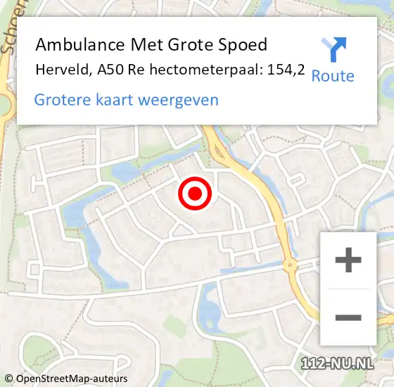 Locatie op kaart van de 112 melding: Ambulance Met Grote Spoed Naar Herveld, A50 Re hectometerpaal: 154,2 op 7 mei 2018 17:49