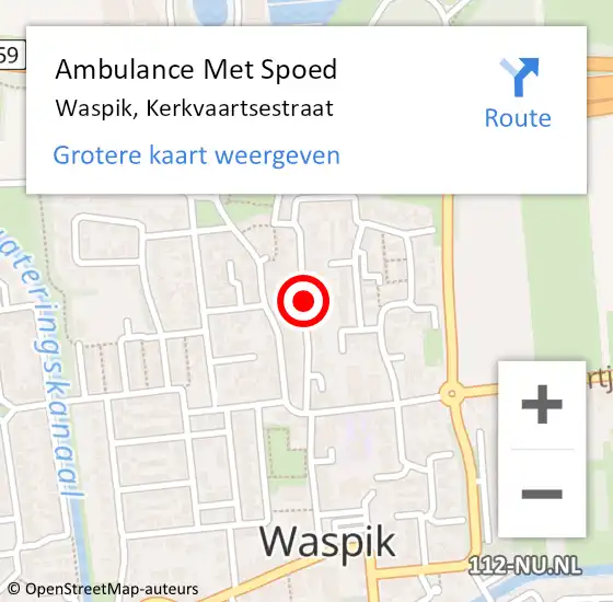 Locatie op kaart van de 112 melding: Ambulance Met Spoed Naar Waspik, Kerkvaartsestraat op 7 mei 2018 18:13