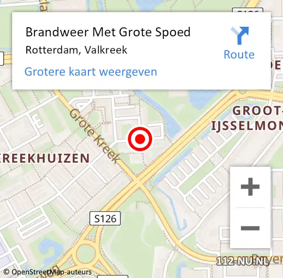 Locatie op kaart van de 112 melding: Brandweer Met Grote Spoed Naar Rotterdam, Valkreek op 7 mei 2018 18:30