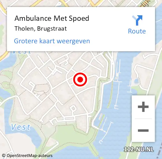 Locatie op kaart van de 112 melding: Ambulance Met Spoed Naar Tholen, Brugstraat op 7 mei 2018 18:46