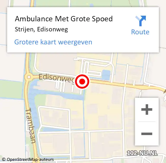 Locatie op kaart van de 112 melding: Ambulance Met Grote Spoed Naar Strijen, Edisonweg op 7 mei 2018 19:01