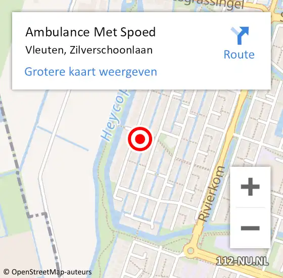 Locatie op kaart van de 112 melding: Ambulance Met Spoed Naar Vleuten, Zilverschoonlaan op 7 mei 2018 19:18