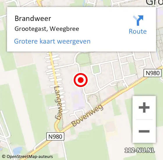 Locatie op kaart van de 112 melding: Brandweer Grootegast, Weegbree op 7 mei 2018 19:30