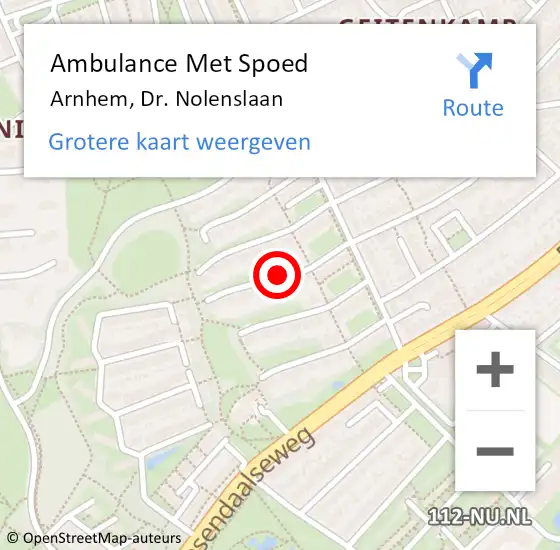 Locatie op kaart van de 112 melding: Ambulance Met Spoed Naar Arnhem, Dr. Nolenslaan op 7 mei 2018 20:01