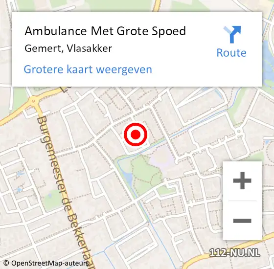 Locatie op kaart van de 112 melding: Ambulance Met Grote Spoed Naar Gemert, Vlasakker op 7 mei 2018 23:05