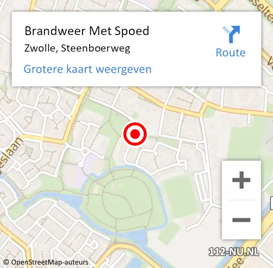 Locatie op kaart van de 112 melding: Brandweer Met Spoed Naar Zwolle, Steenboerweg op 7 mei 2018 23:41