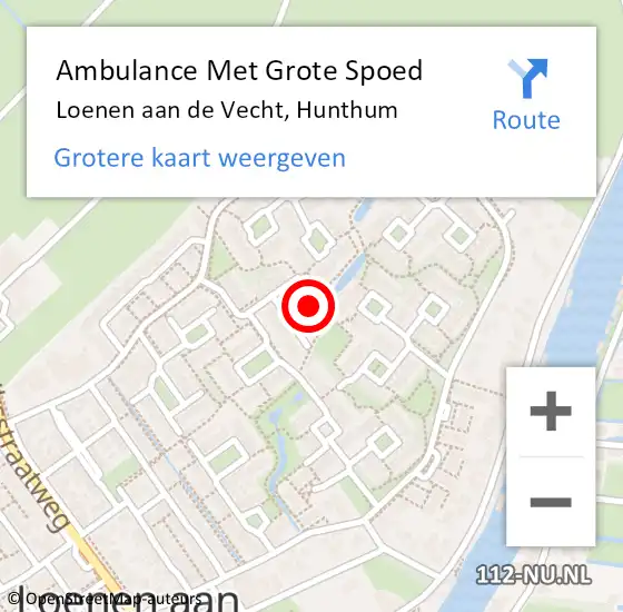 Locatie op kaart van de 112 melding: Ambulance Met Grote Spoed Naar Loenen aan de Vecht, Hunthum op 8 mei 2018 00:46