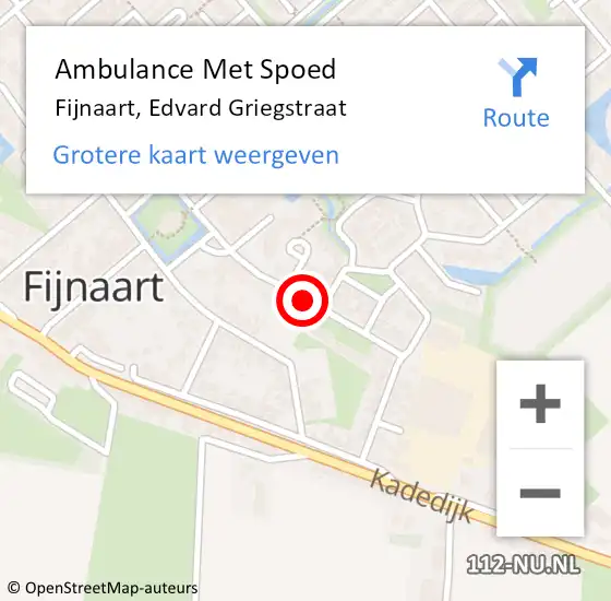 Locatie op kaart van de 112 melding: Ambulance Met Spoed Naar Fijnaart, Edvard Griegstraat op 8 mei 2018 01:52