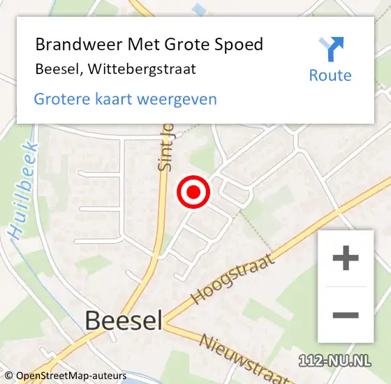 Locatie op kaart van de 112 melding: Brandweer Met Grote Spoed Naar Beesel, Wittebergstraat op 8 mei 2018 03:06