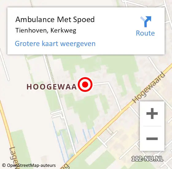 Locatie op kaart van de 112 melding: Ambulance Met Spoed Naar Tienhoven, Kerkweg op 8 mei 2018 04:58