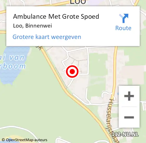 Locatie op kaart van de 112 melding: Ambulance Met Grote Spoed Naar Loo, Binnenwei op 8 mei 2018 05:32