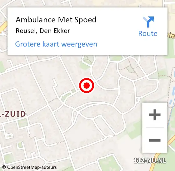 Locatie op kaart van de 112 melding: Ambulance Met Spoed Naar Reusel, Den Ekker op 8 mei 2018 07:07