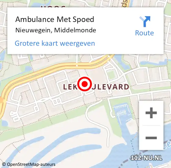 Locatie op kaart van de 112 melding: Ambulance Met Spoed Naar Nieuwegein, Middelmonde op 8 mei 2018 07:42