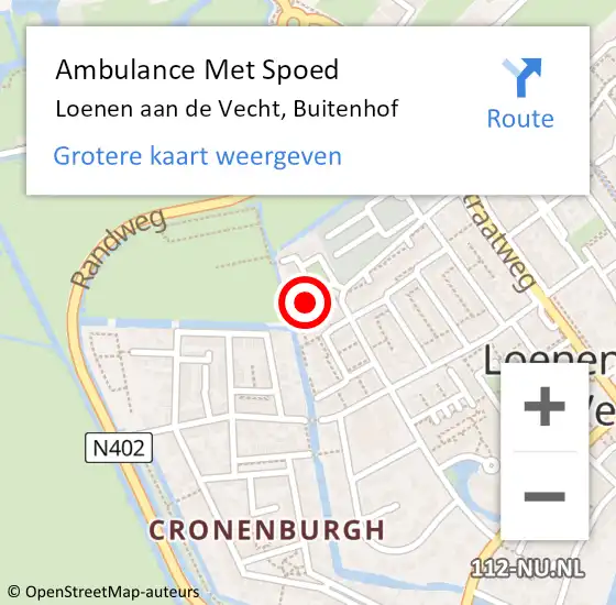 Locatie op kaart van de 112 melding: Ambulance Met Spoed Naar Loenen aan de Vecht, Buitenhof op 8 mei 2018 07:52