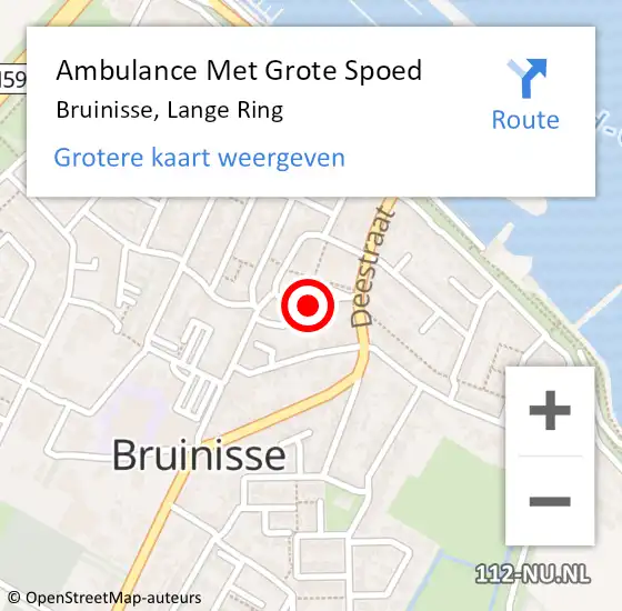 Locatie op kaart van de 112 melding: Ambulance Met Grote Spoed Naar Bruinisse, Lange Ring op 8 mei 2018 08:36