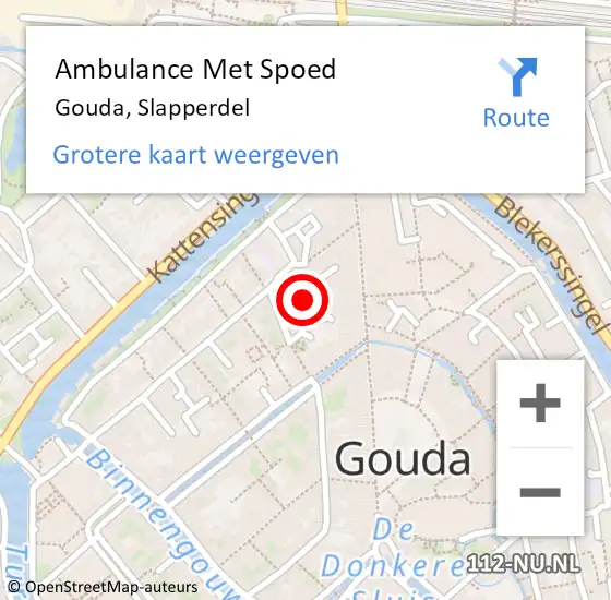 Locatie op kaart van de 112 melding: Ambulance Met Spoed Naar Gouda, Slapperdel op 8 mei 2018 08:39