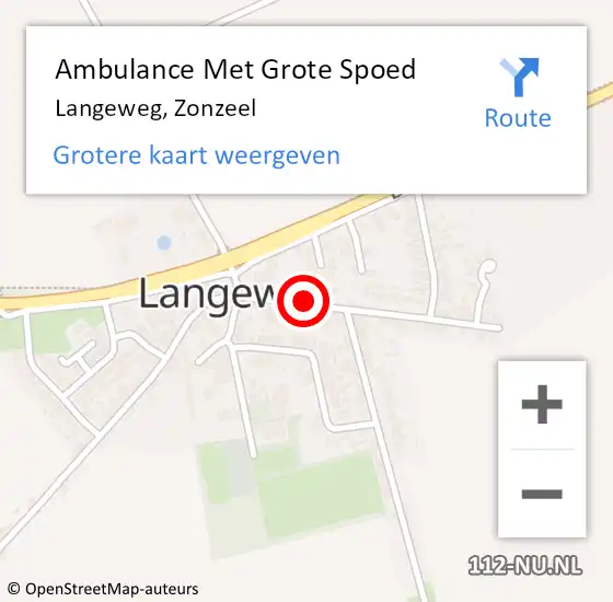 Locatie op kaart van de 112 melding: Ambulance Met Grote Spoed Naar Langeweg, Zonzeel op 8 mei 2018 09:12