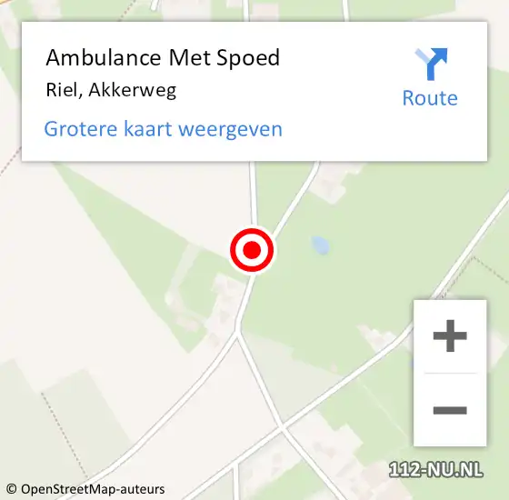 Locatie op kaart van de 112 melding: Ambulance Met Spoed Naar Riel, Akkerweg op 8 mei 2018 09:26