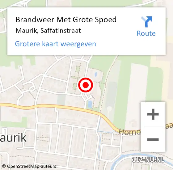 Locatie op kaart van de 112 melding: Brandweer Met Grote Spoed Naar Maurik, Saffatinstraat op 8 mei 2018 09:38