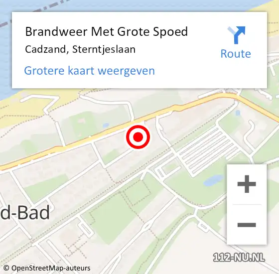 Locatie op kaart van de 112 melding: Brandweer Met Grote Spoed Naar Cadzand, Sterntjeslaan op 8 mei 2018 10:01