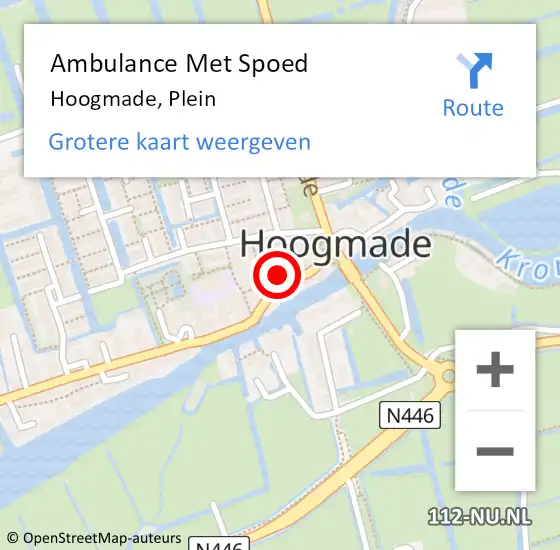 Locatie op kaart van de 112 melding: Ambulance Met Spoed Naar Hoogmade, Plein op 24 februari 2014 15:07